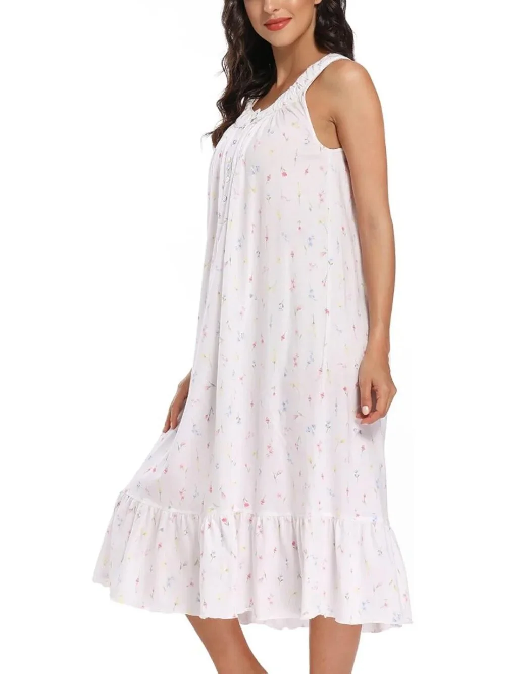 Soft Cotton Nightgown for Women | Long Sleeveless Sleepwear | Cozy Ladies Gown